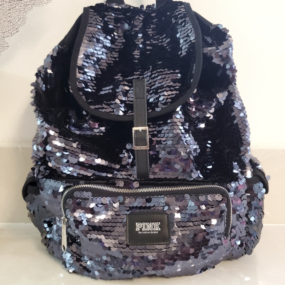 Victoria Secret Pink  black sequined bag